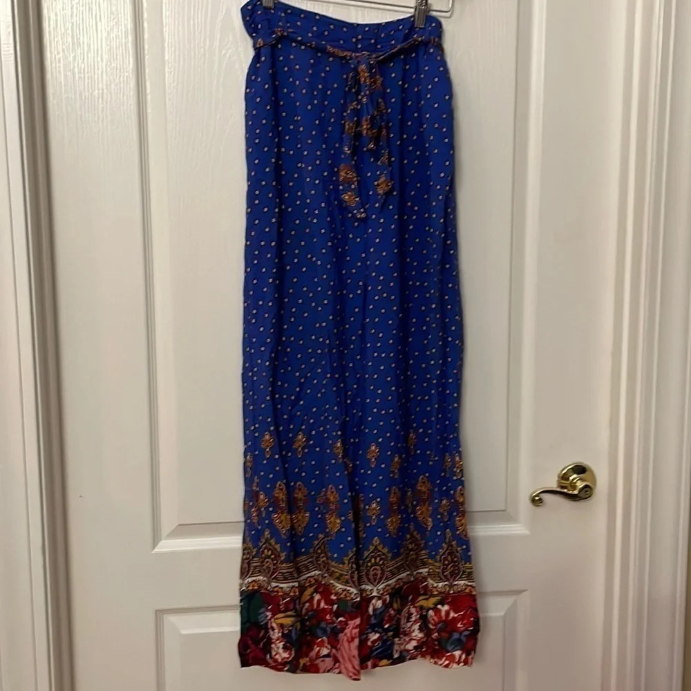 ETTITWA BY ANTHROPOLOGIE blue pattern flower wide leg pants Size 4